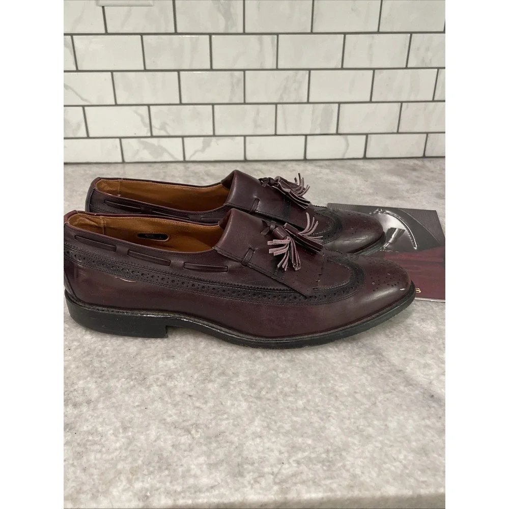 Allen Edmonds Shoes Mens 10 Brown Burgundy Arlington Leather Wingtip Oxford USA